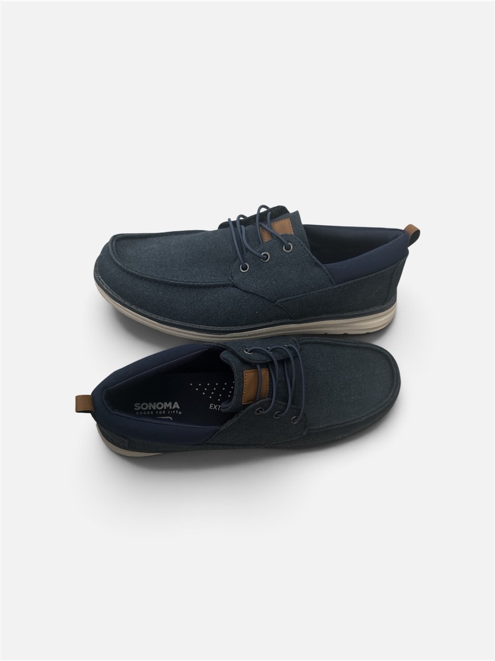 Sonoma Men's Navy Canvas Lace-Up Casual Shoes with Tan Accents